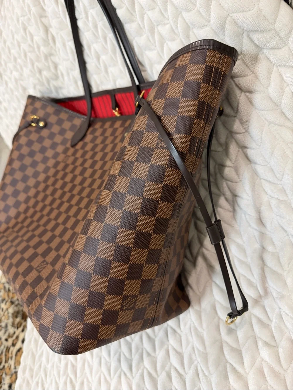Louis Vuitton Brown Damier Ebene Canvas Hobos Tote with Pouch